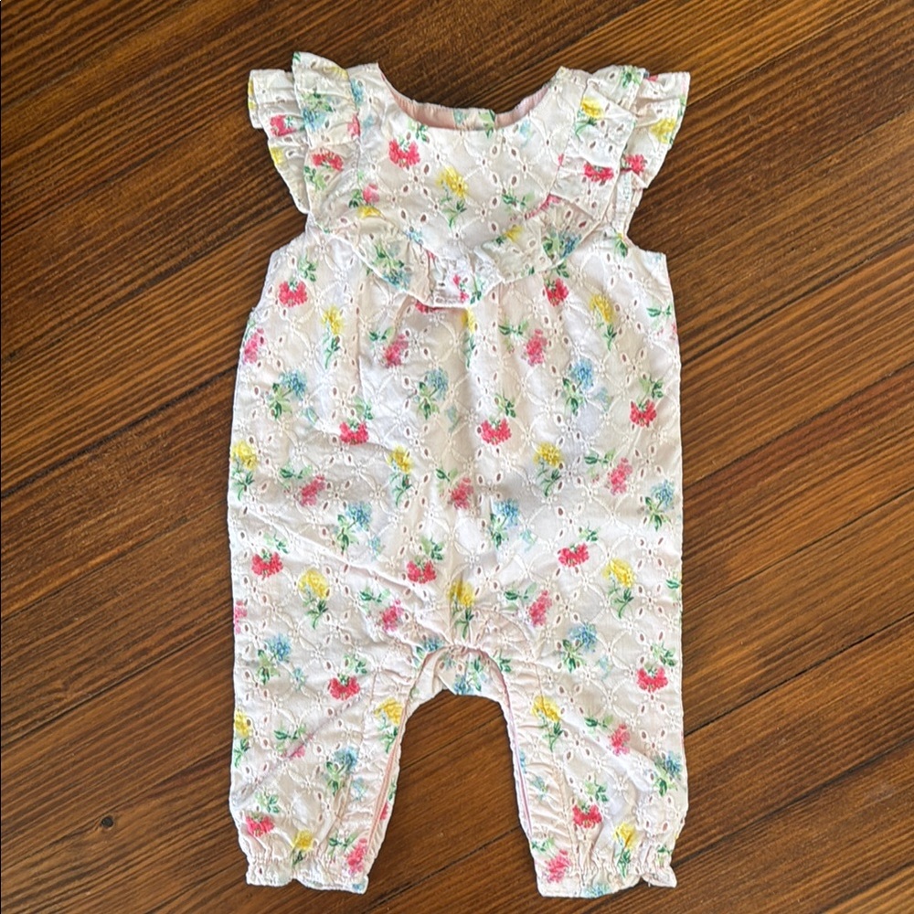 Janie and Jack Pink and Yellow Floral Jumpsuit
